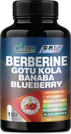 Cadane Berberina Premium 10 en 1 con Gotu Kola y Hoja de Banaba - 150 Cápsulas