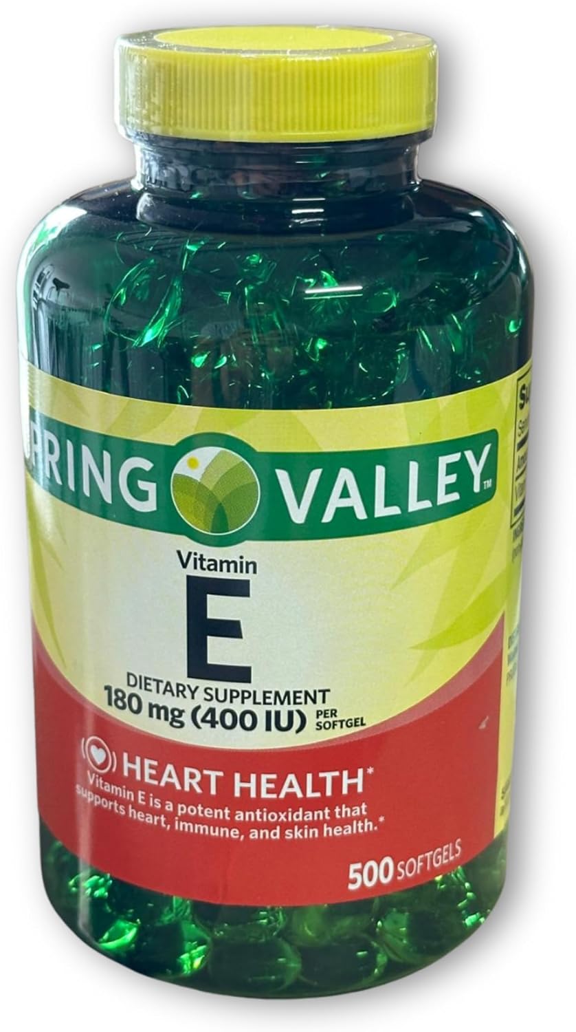 Vitamina E 400 UI (180 mg) Cápsulas Blandas, 500 Unidades