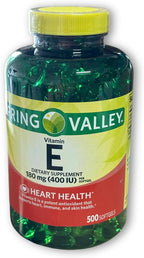 Vitamina E 400 UI (180 mg) Cápsulas Blandas, 500 Unidades