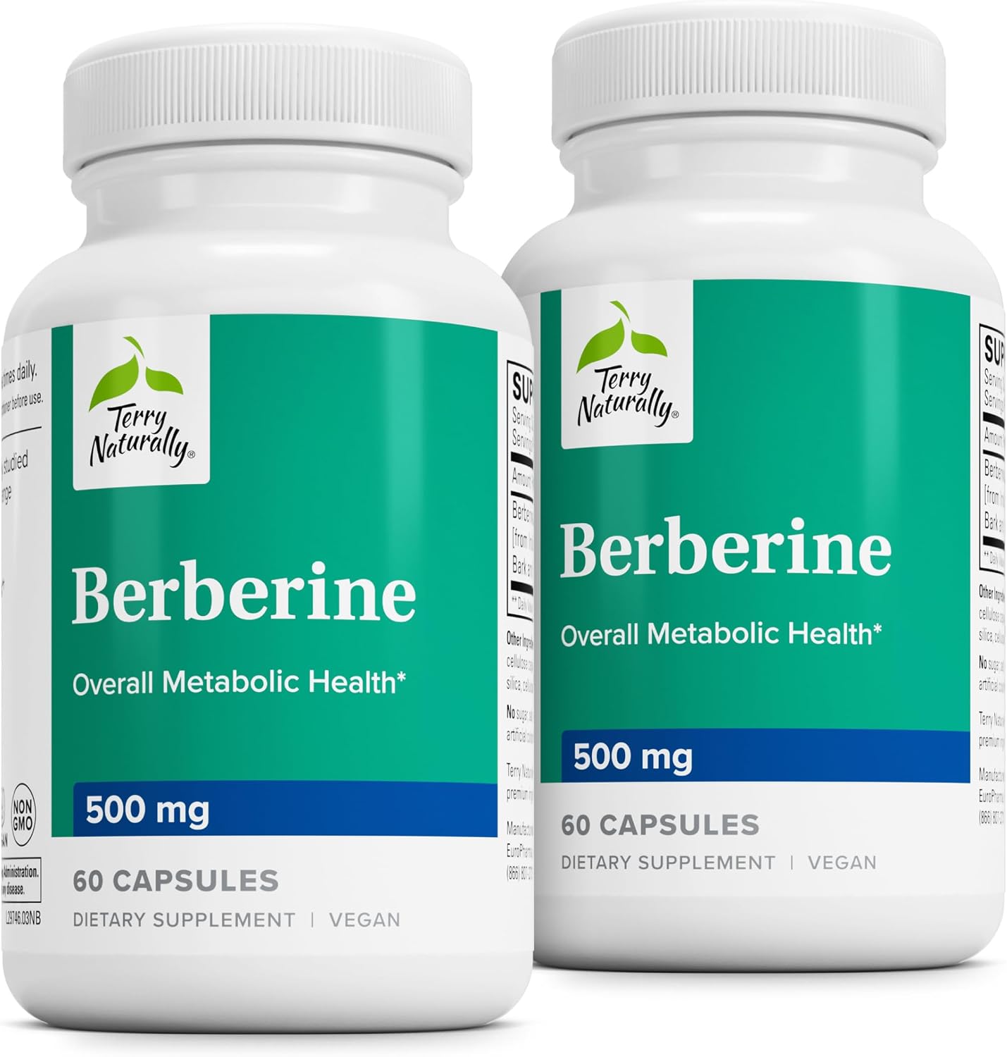 Terry Naturally Berberine - Suplemento con Berberina - 60 Cápsulas (Pack de 2)
