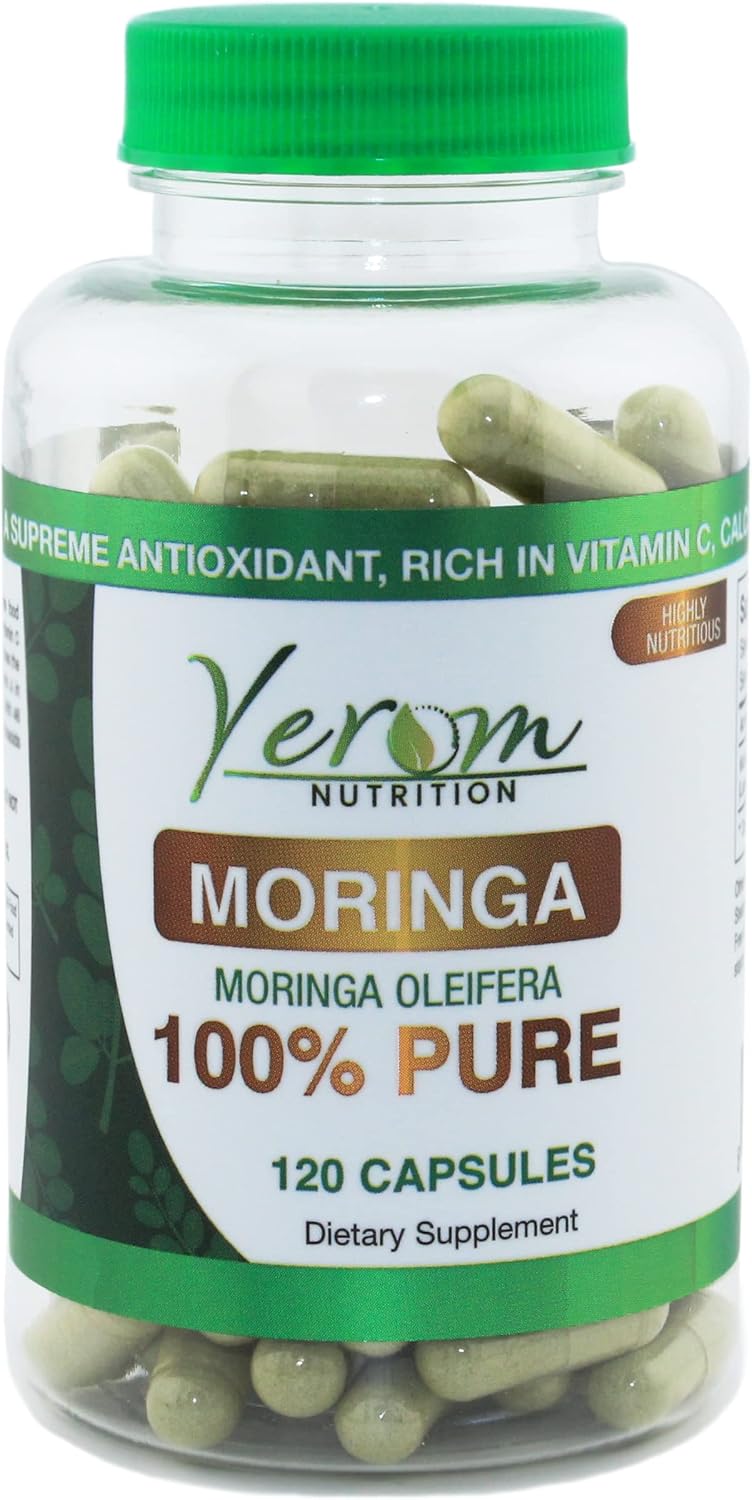 Pure Moringa Capsules - 800mg Alta Potencia, 100% Natural, 120 Cápsulas Veganas