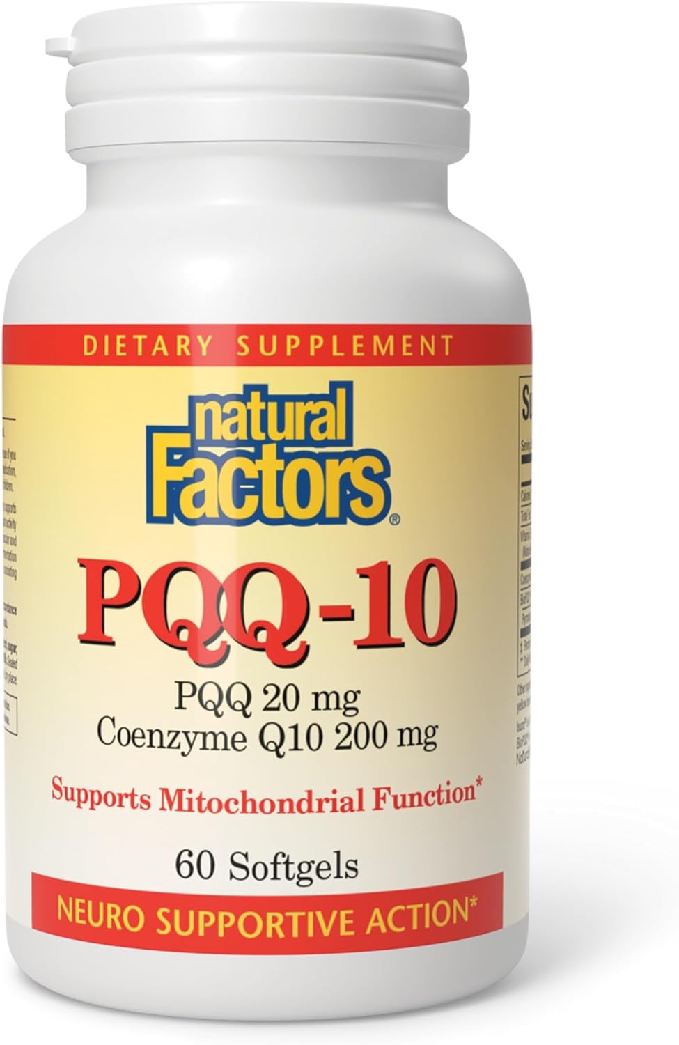 Natural Factors PQQ-10, Complemento Alimenticio para la Energía y el Envejecimiento Saludable, 60 Cápsulas Blandas