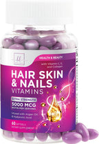 Vitaminas para el Cabello con Biotina, Colágeno y Ácido Hialurónico - 120 Cápsulas Blandas