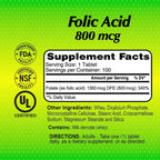 ALFA VITAMINS Ácido Fólico 800 mcg, 100 Comprimidos