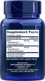 Life Extension No Flush Niacin - Vitamina B3 sin Rubor, 100 Cápsulas