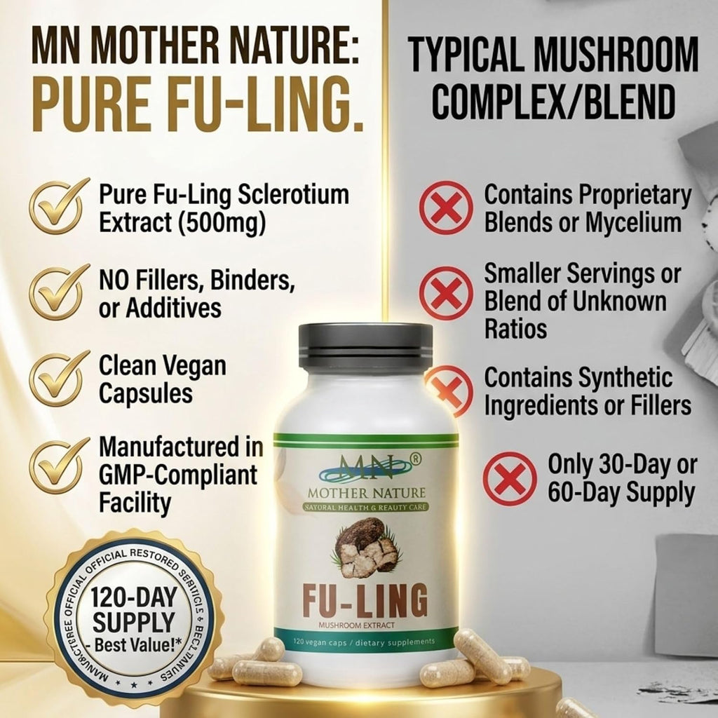 MN Mother Nature Extracto de Fu-Ling 500mg – 120 Cápsulas Veganas