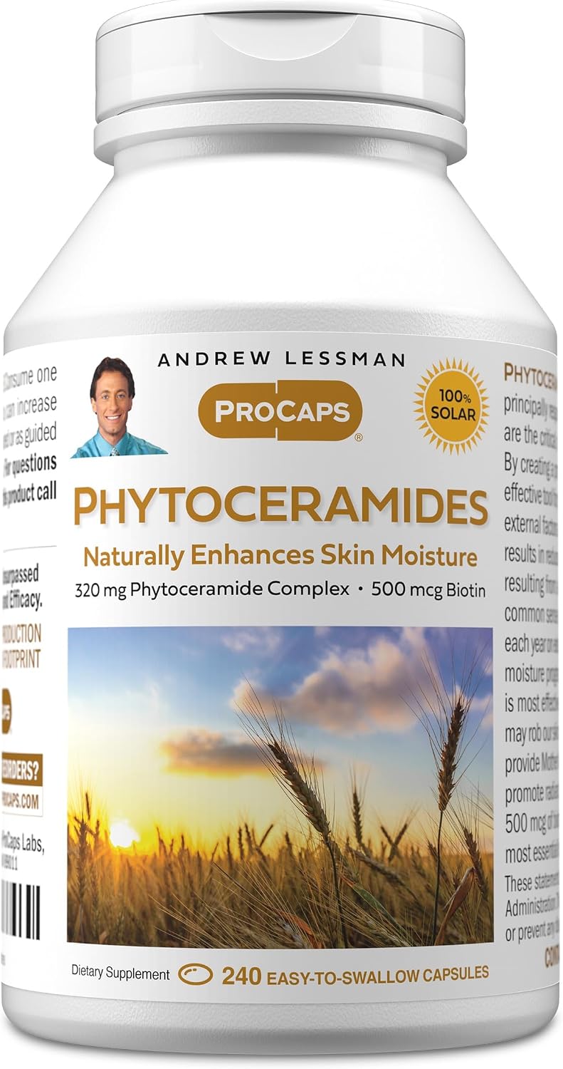 ANDREW LESSMAN Fitoceramidas con Biotina 240 Cápsulas Blandas - Hidratante Natural para la Piel