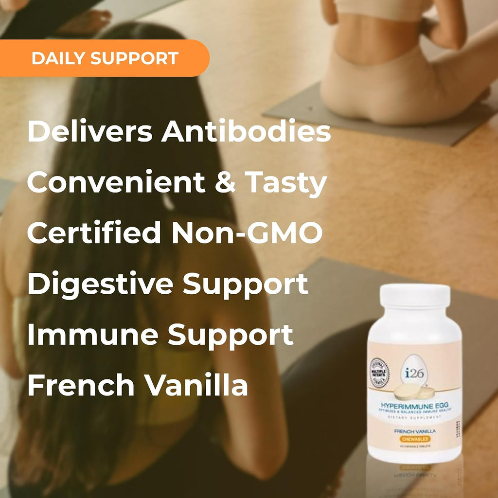 Youngevity i26 Hyperimmune Egg | IgY Max French Vanilla | 45 Comprimidos Masticables