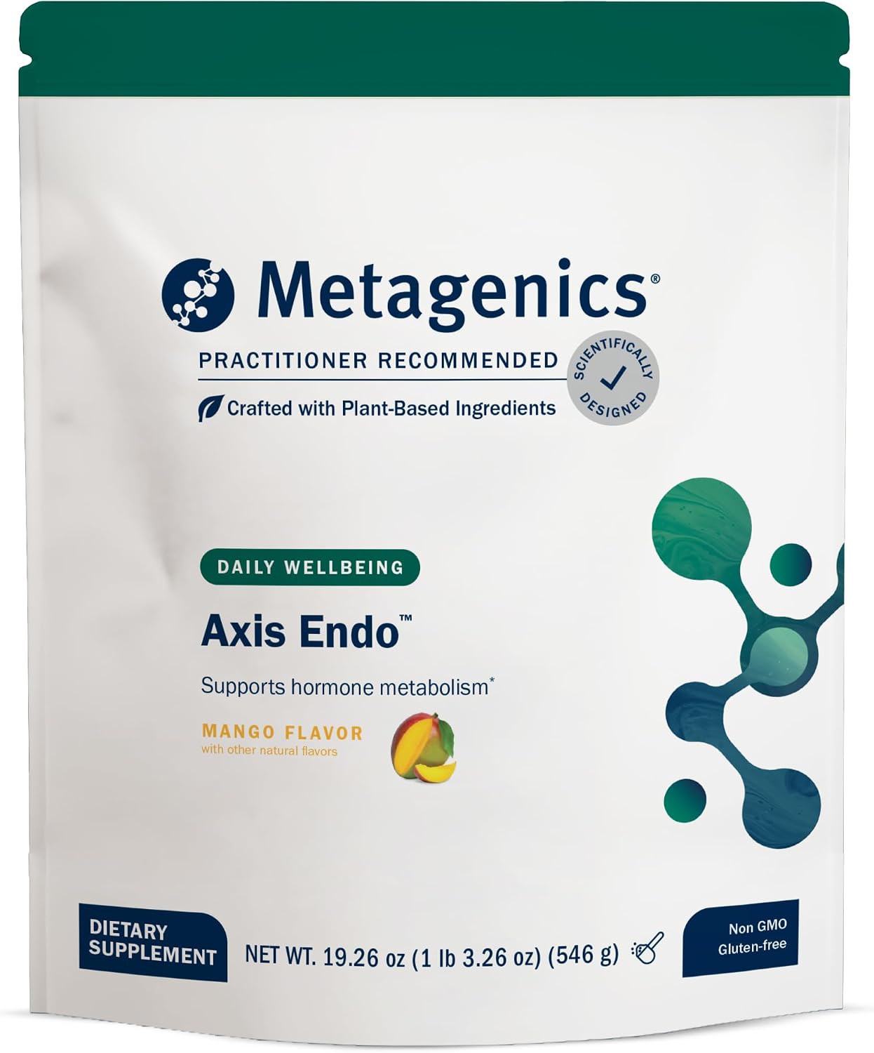 Metagenics Axis Endo - Complemento para el Equilibrio Hormonal y la Salud Ósea - Sabor Mango - 14 Dosis