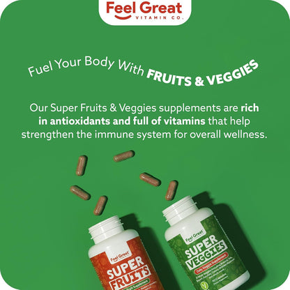 Feel Great Fruit and Vegetable Supplements - – Superfoods adicionales: espirulina, chlorella, jengibre y cúrcuma. – Image 5