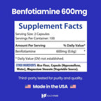 Healthfare Benfotiamina 600mg | 200 Cápsulas Veganas | Absorción Mejorada