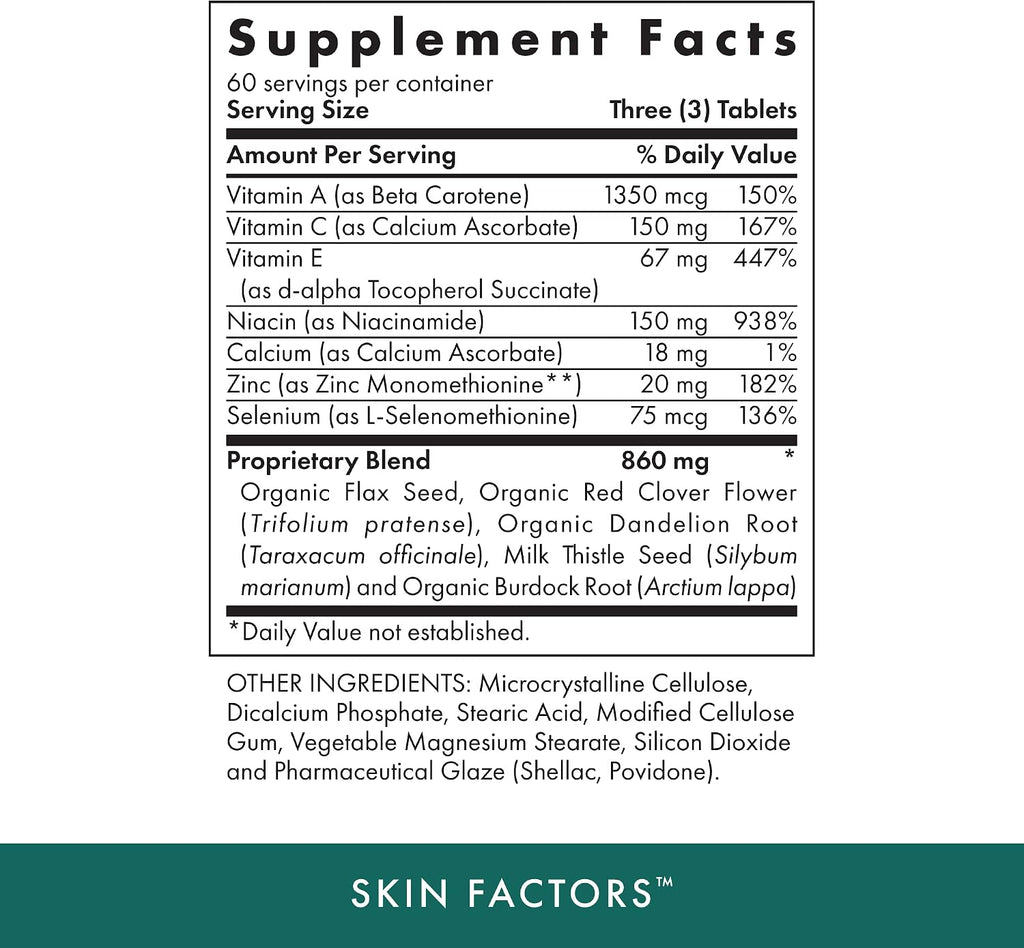 Michael's Health Skin Factors - 90 Comprimidos Vegetales - Complejo Vitamínico para Piel Joven