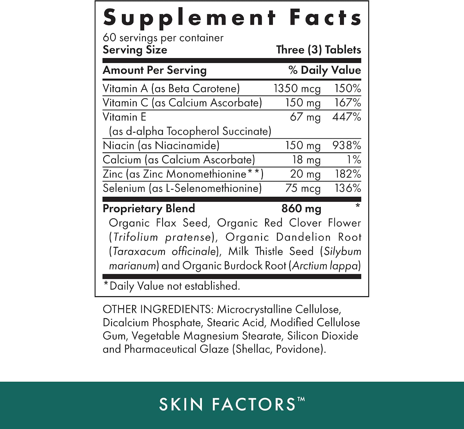 Michael's Health Skin Factors - 90 Comprimidos Vegetales - Complejo Vitamínico para Piel Joven