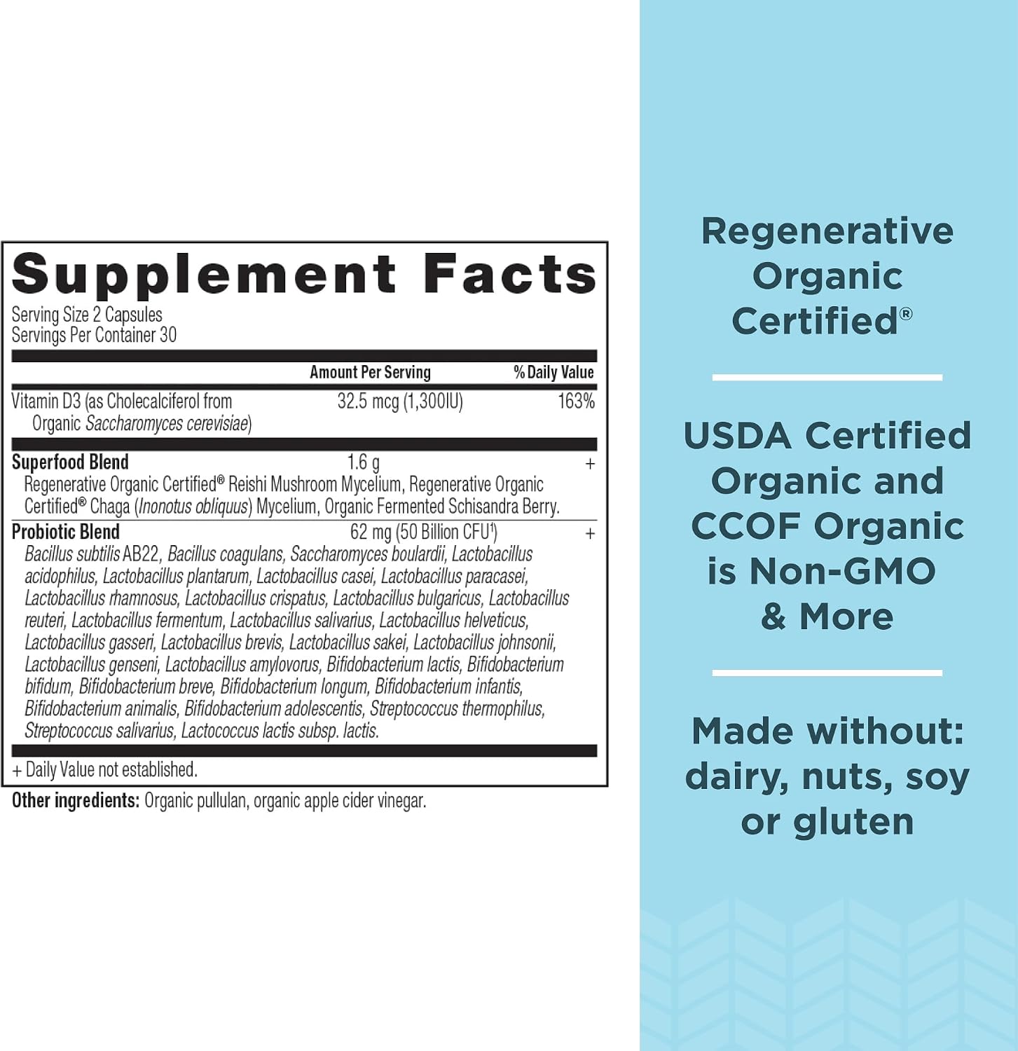 Ancient Nutrition Probióticos para Mujeres Extra Strength, Certificado Orgánico Regenerativo, 25 Mil Millones de UFC por Dosis, 60 Cápsulas