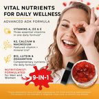 Gominolas de Vitamina D3 K2 10000 UI con Magnesio, Calcio, B12, Luteína, Zeaxantina - Complemento ADK Masticable