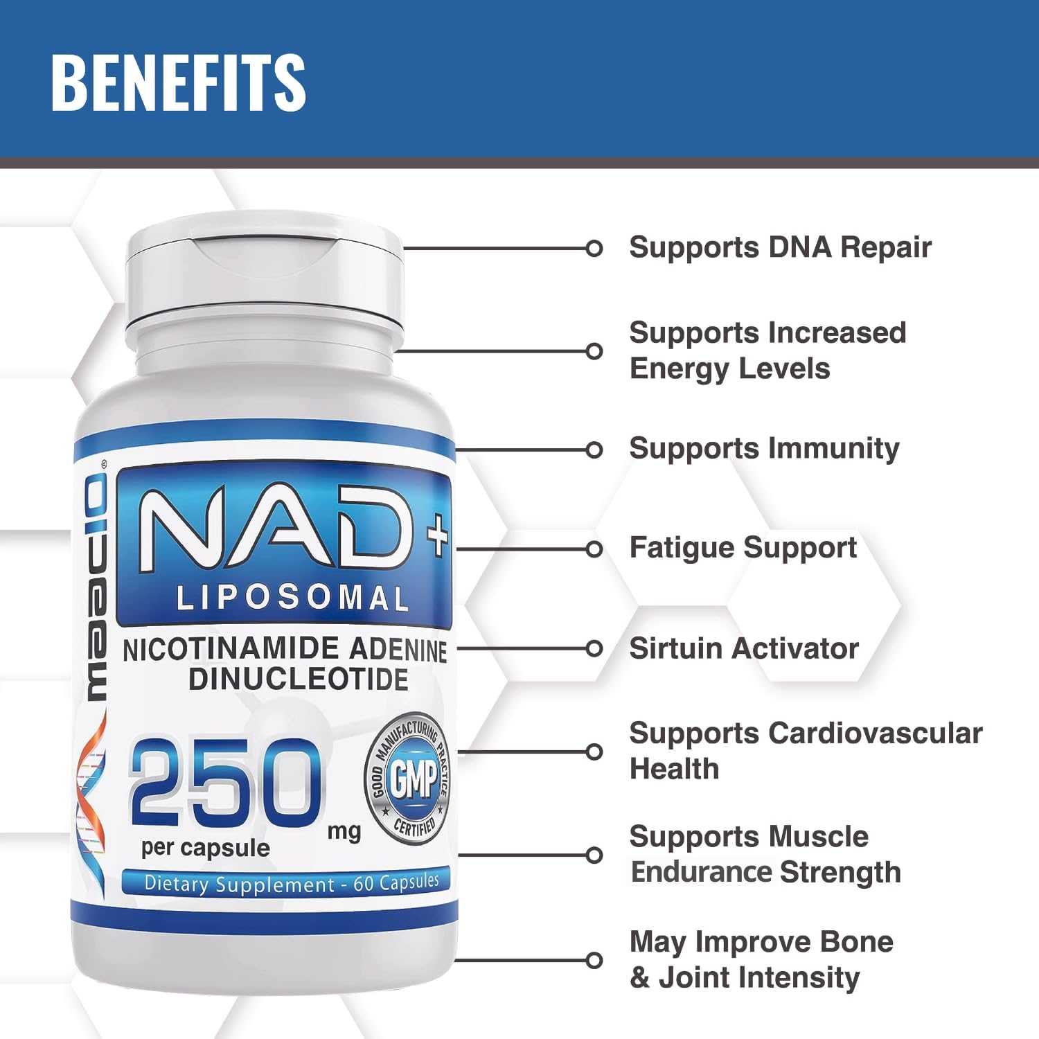 MAAC10 Liposomal NAD+ 500mg por dosis (2x250mg cápsulas) - 60 Cápsulas