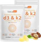 newseel Vitamina D3 y K2 con Aceite de Coco - 120 Cápsulas Blandas
