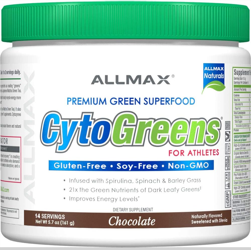 ALLMAX CytoGreens Super Greens en Polvo, Chocolate, 14 Servicios