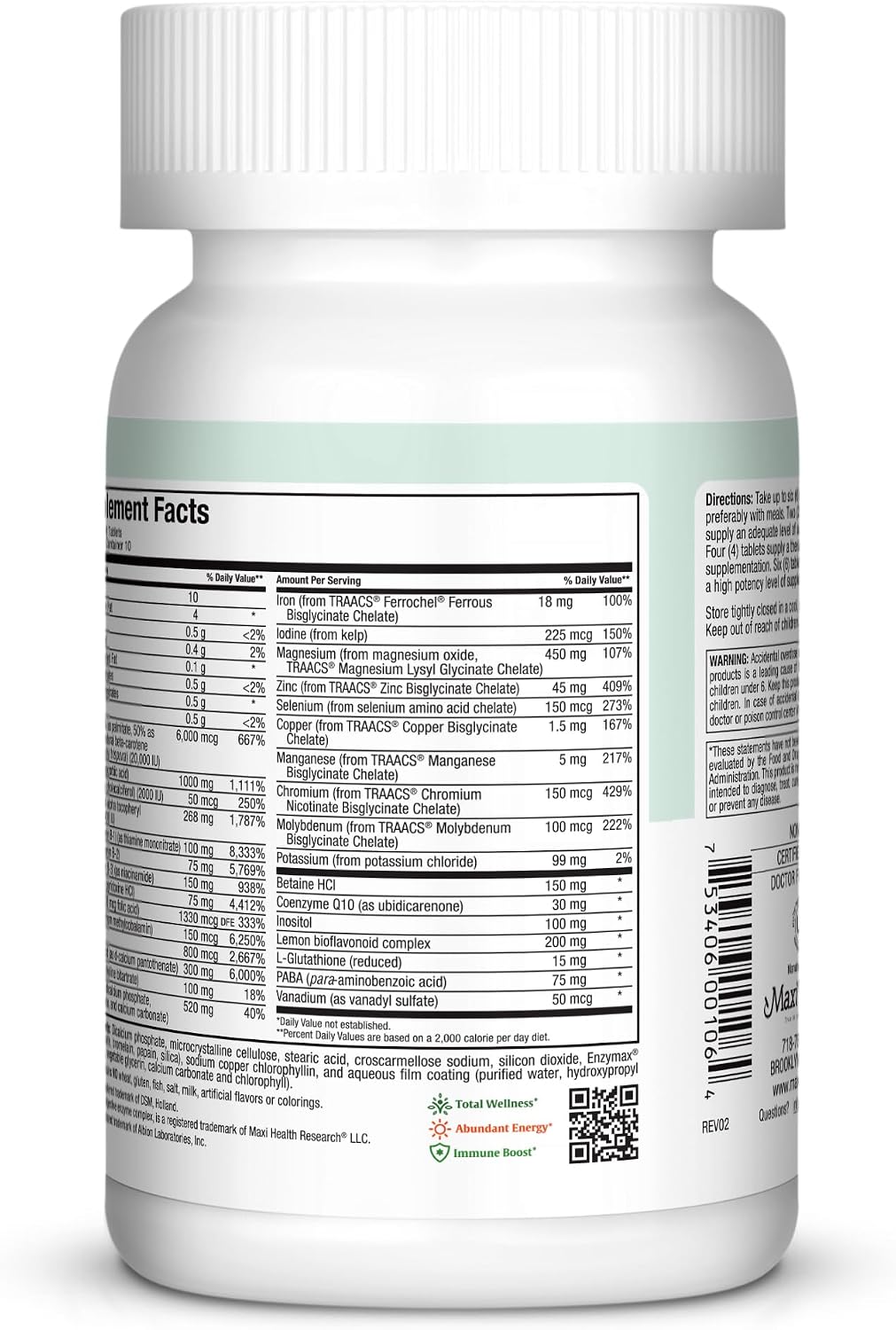 Supreme Multivitamínico para Hombres y Mujeres – Alta Potencia con Minerales, CoQ10 y Antioxidantes – 60 Comprimidos