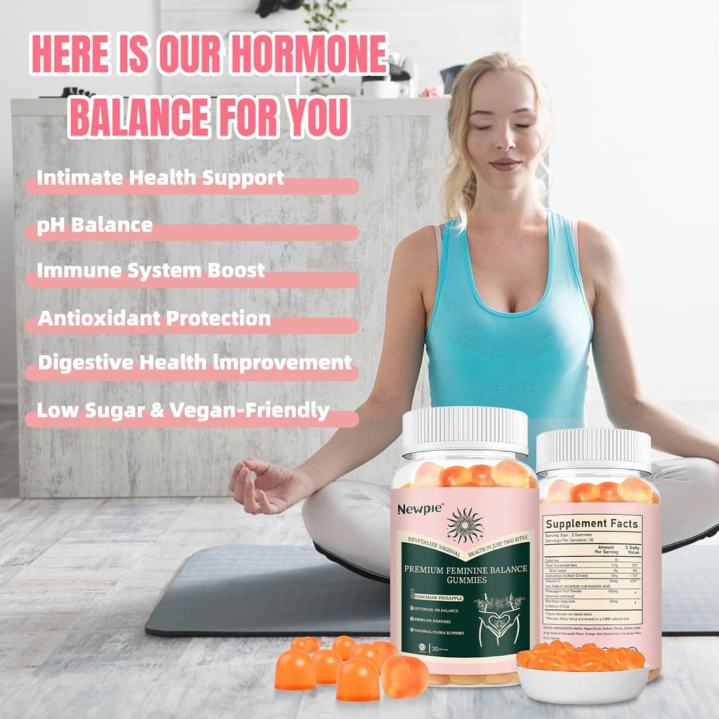 SUWENY Gominolas de Piña para Mujer - Fórmula Premium de Equilibrio Femenino, 60 Gomitas
