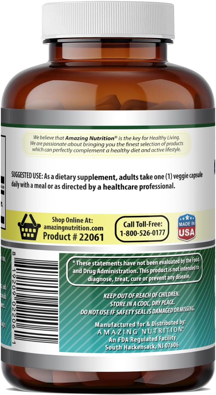 Amazing Formulas Biotina 10000 mcg Cápsulas Vegetales - Suplemento de Vitamina B7, Sin OGM, Sin Gluten, 400 Unidades