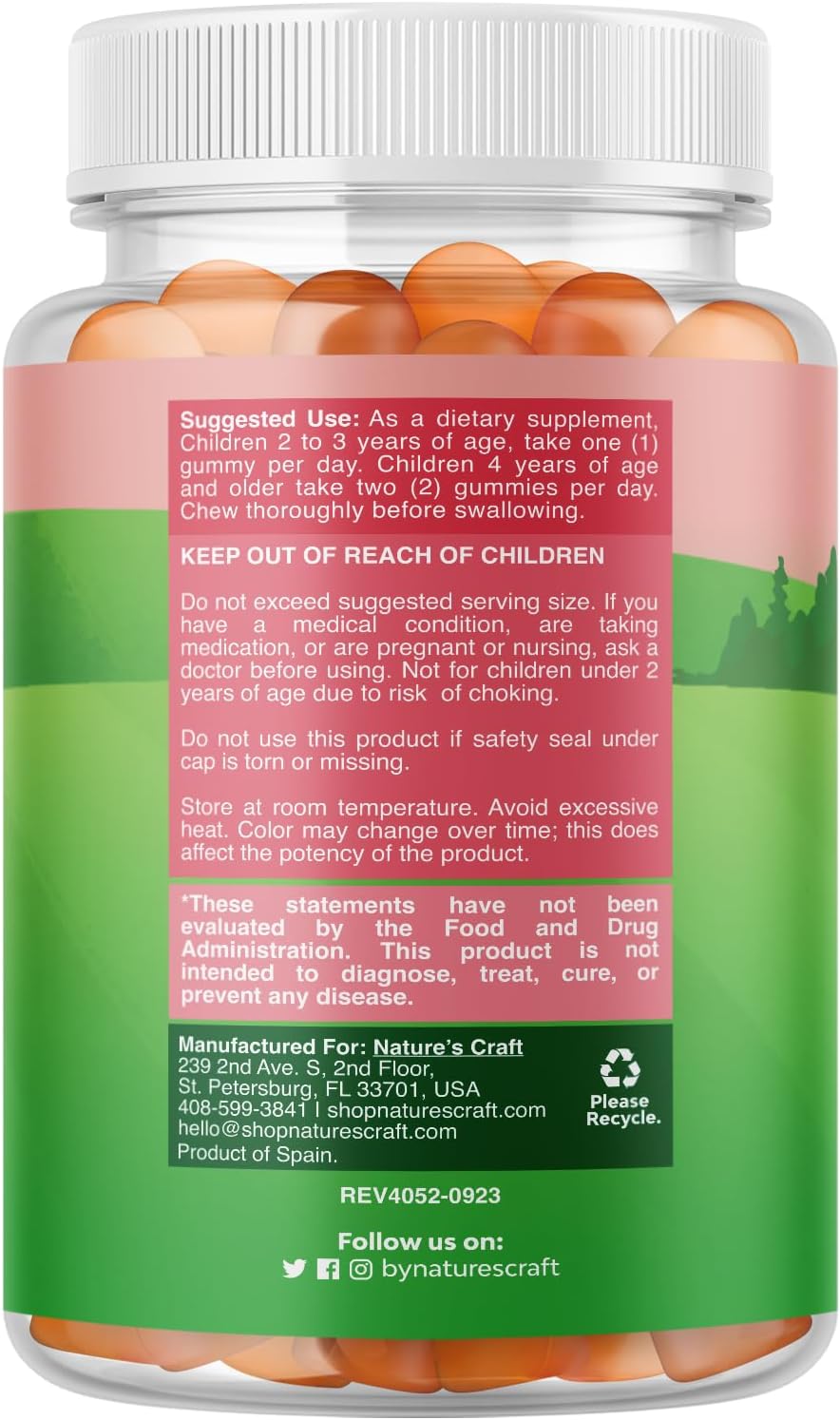Natures Craft Gominolas Multivitamínicas para Niños - Vegano - 14 Vitaminas y Minerales Esenciales - 120 Unidades