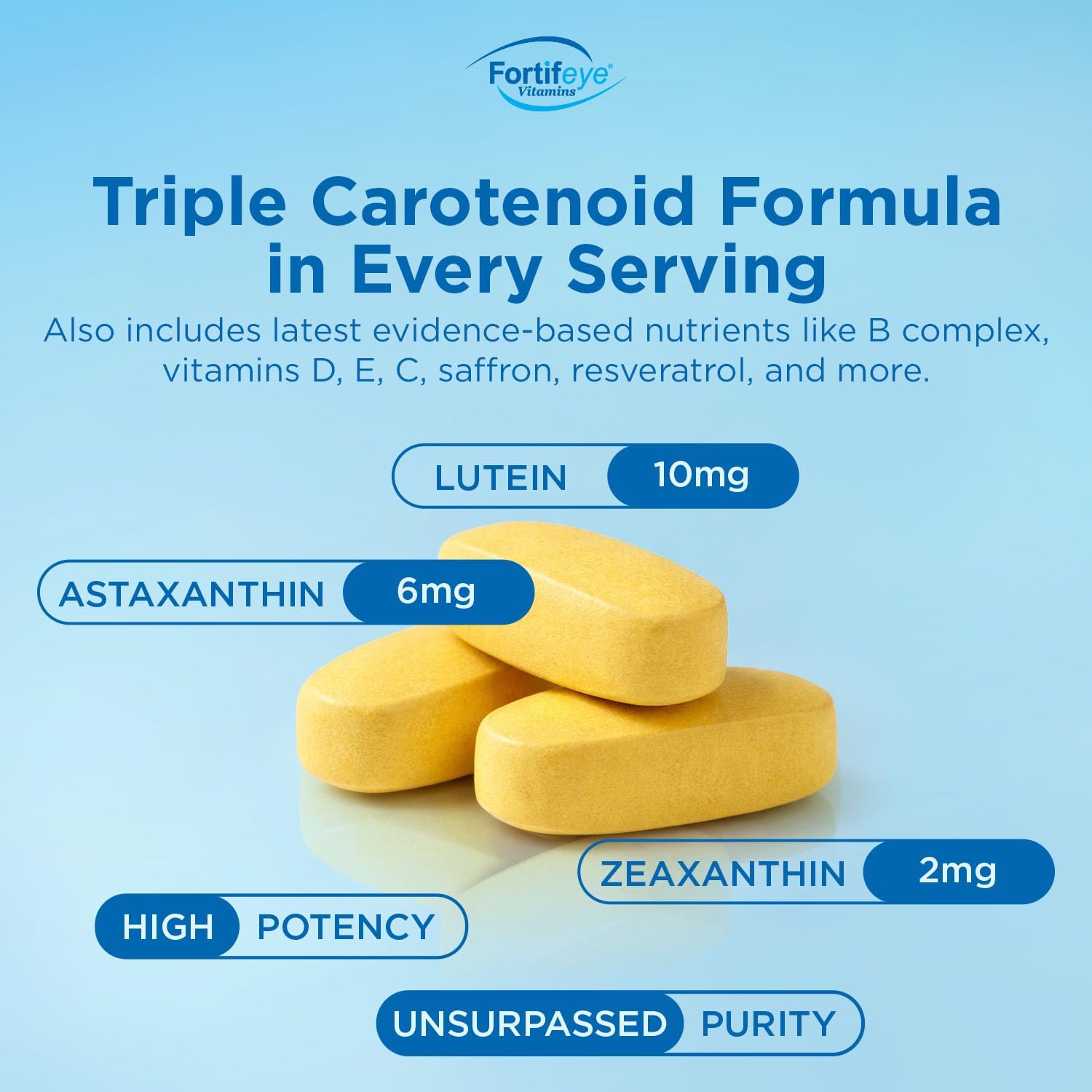 Fortifeye Macular Defense Multivitamin - 90 comprimidos (Sin Zinc) - Fórmula natural para la salud ocular y general