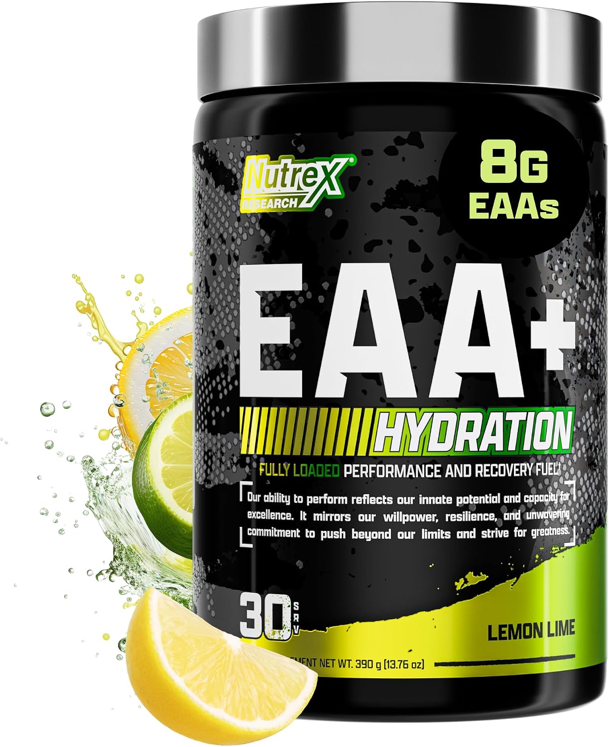 Nutrex Research EAA Hydration - Polvo de EAAs y BCAAs con Electrolitos - 30 Servicios (Lima Limón)