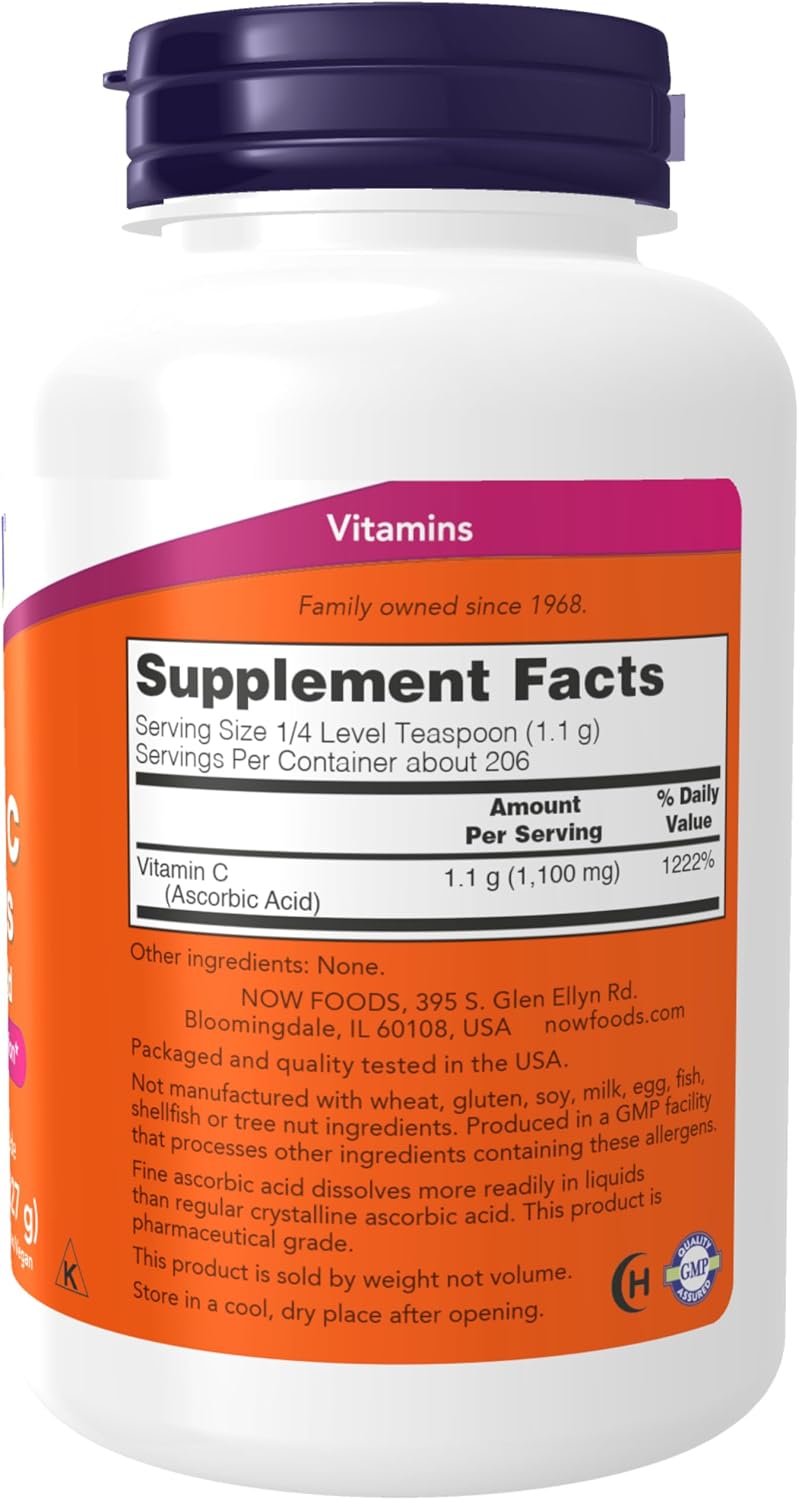 NOW Foods Vitamina C Cristalina (Ácido Ascórbico) - 227 g