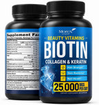 MOREX VITAMINS Biotina, Colágeno, Queratina y Ácido Hialurónico - 25.000 mcg - 60 Cápsulas