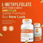 INVITA, L-Metilfolato 7.5 mg + Complejo B Activo – 60 Cápsulas – Suplemento 5-MTHF con Vitamina B6 y B12 Metilcobalamina – No-GMO, Sin Gluten, 2 Meses