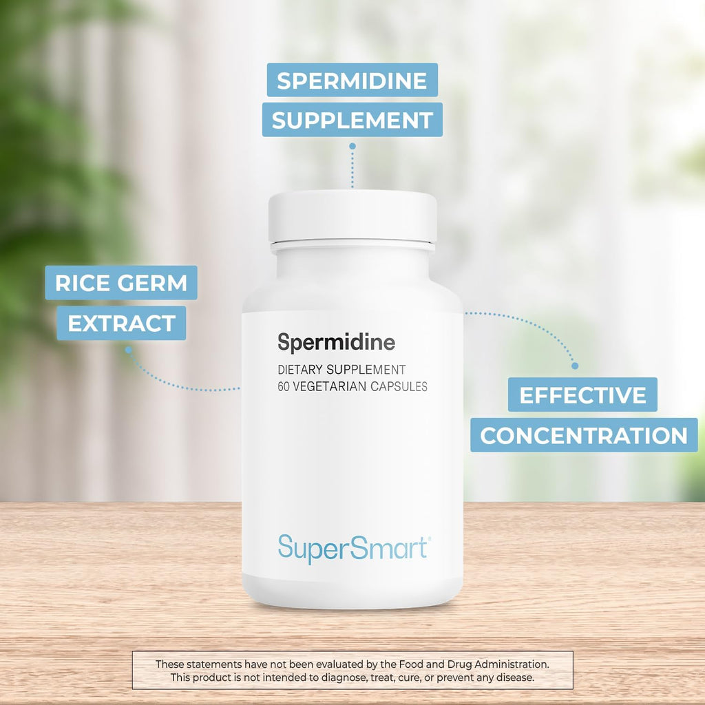 Supersmart Spermidine 3mg por Día - Complemento Alimenticio con Extracto de Arroz - 60 Cápsulas