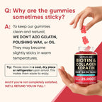 Venture Pal Biotin Gummies con Colágeno y Queratina - 10000 mcg - Sin Azúcar - 60 unidades