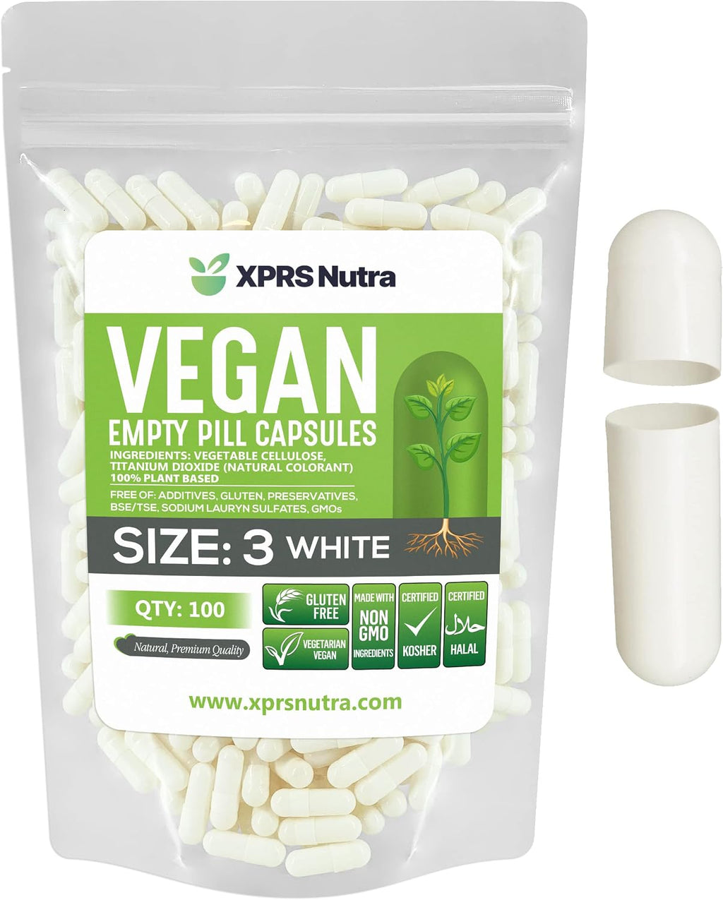 XPRS Nutra Cápsulas Vacías Tamaño 3 - 1000 Unidades - Cápsulas Vegetales (Zanahoria Morada)