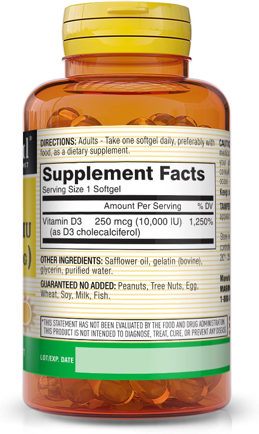 MASON NATURAL D3 10.000 UI Softgels, 30 unidades