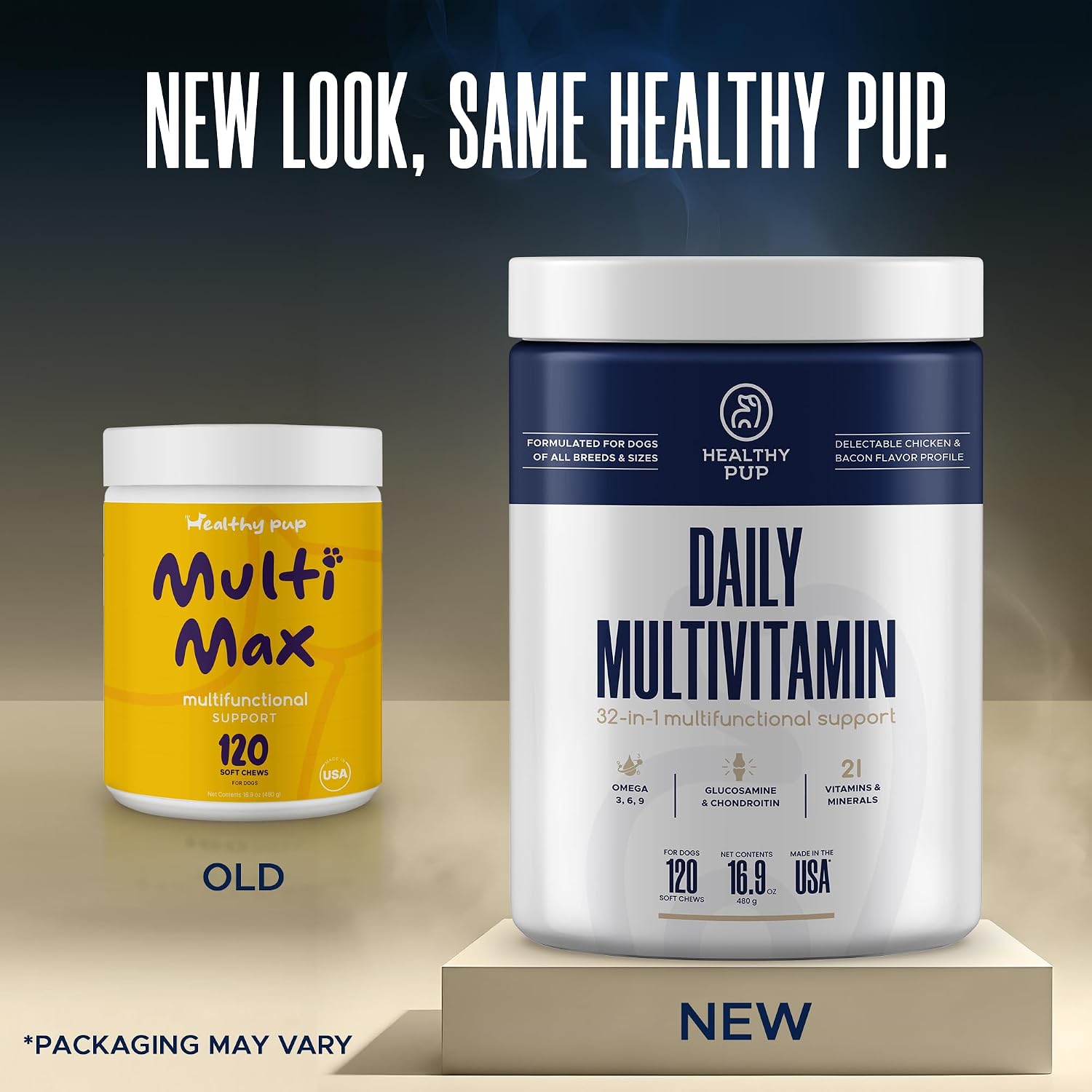 Suplemento multivitamínico para perros - 120 masticables blandos con Omega, Probióticos, Glucosamina y más - para perros pequeños, grandes y mayores