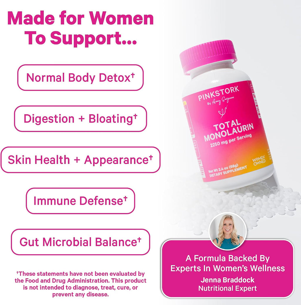 Pink Stork Monolaurin Pellets – Ácido Láurico Vegano para Apoyo Inmunológico y Digestivo – 226g