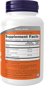 NOW Foods Tri-Amino con L-arginina, L-ornitina y L-lisina, 120 cápsulas