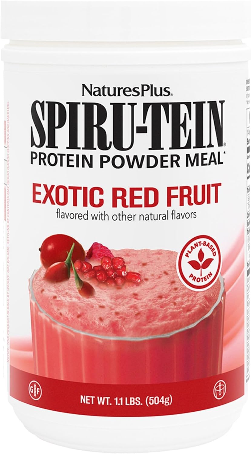 NaturesPlus SPIRU-TEIN, Frutos Rojos Exóticos - 1.1 lb - Proteína Vegetal en Polvo
