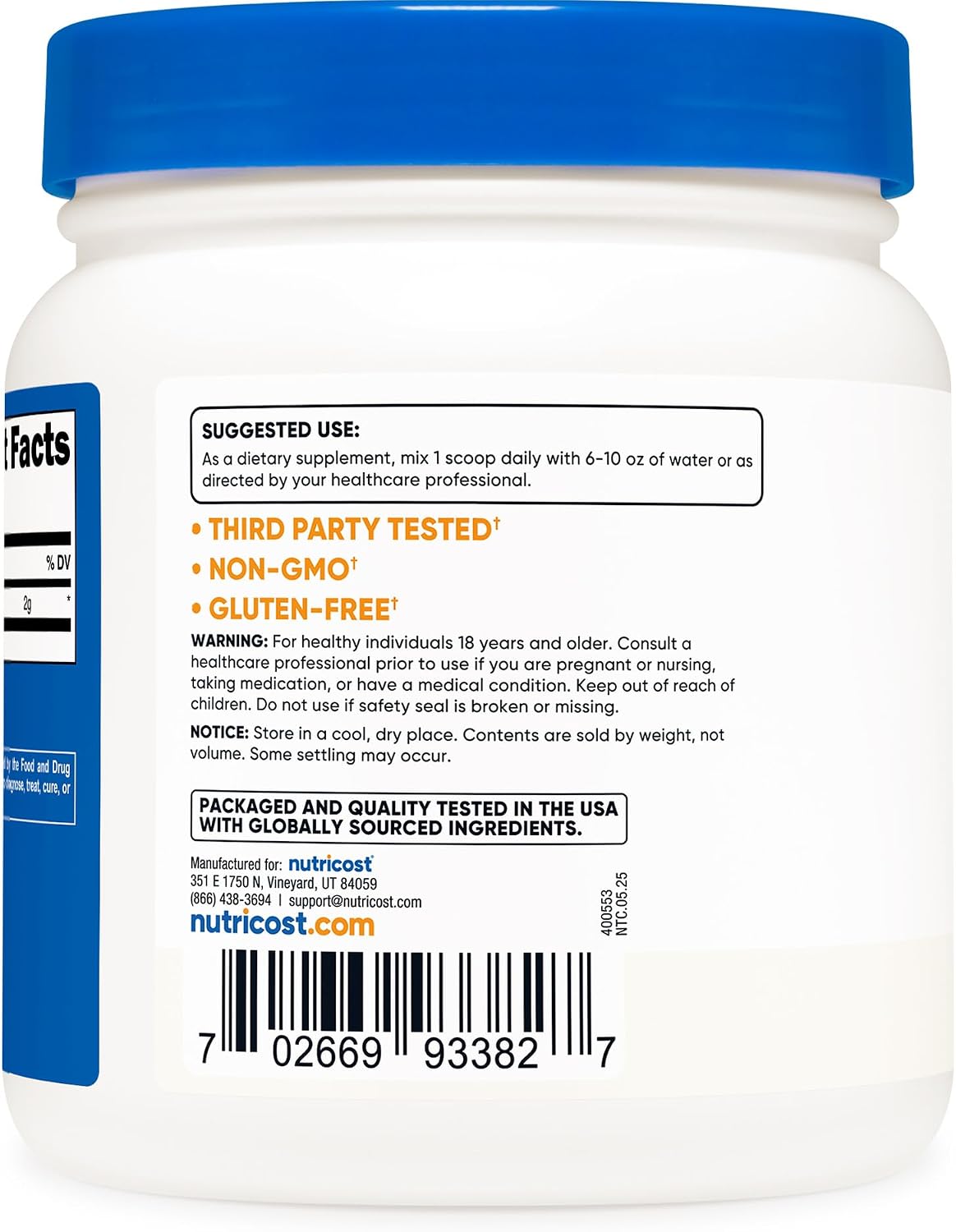 Nutricost Taurine Powder (500g) - 250 Servings