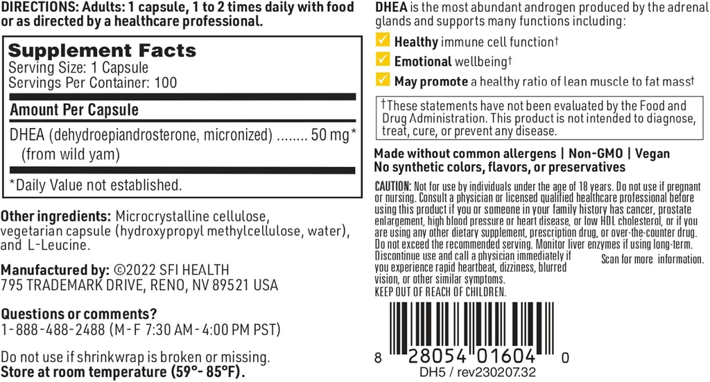 Klaire Labs DHEA 50 mg - 100 Cápsulas