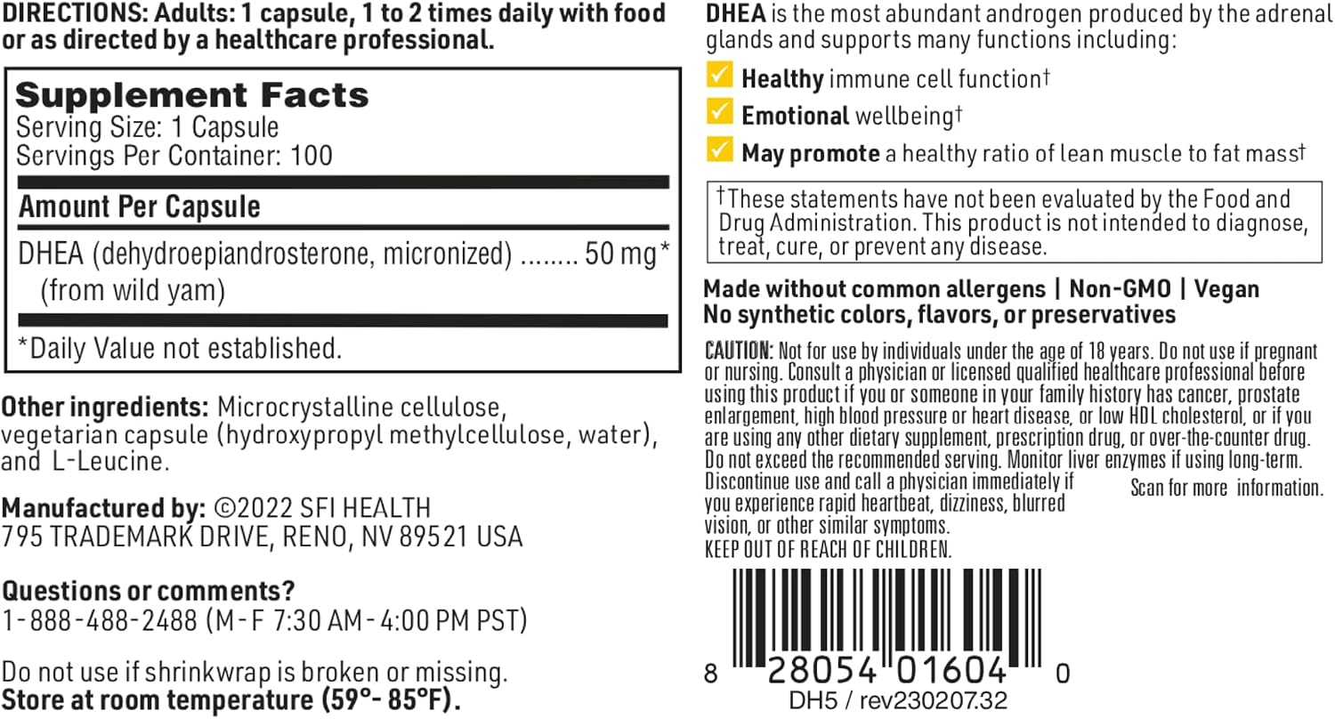 Klaire Labs DHEA 50 mg - 100 Cápsulas
