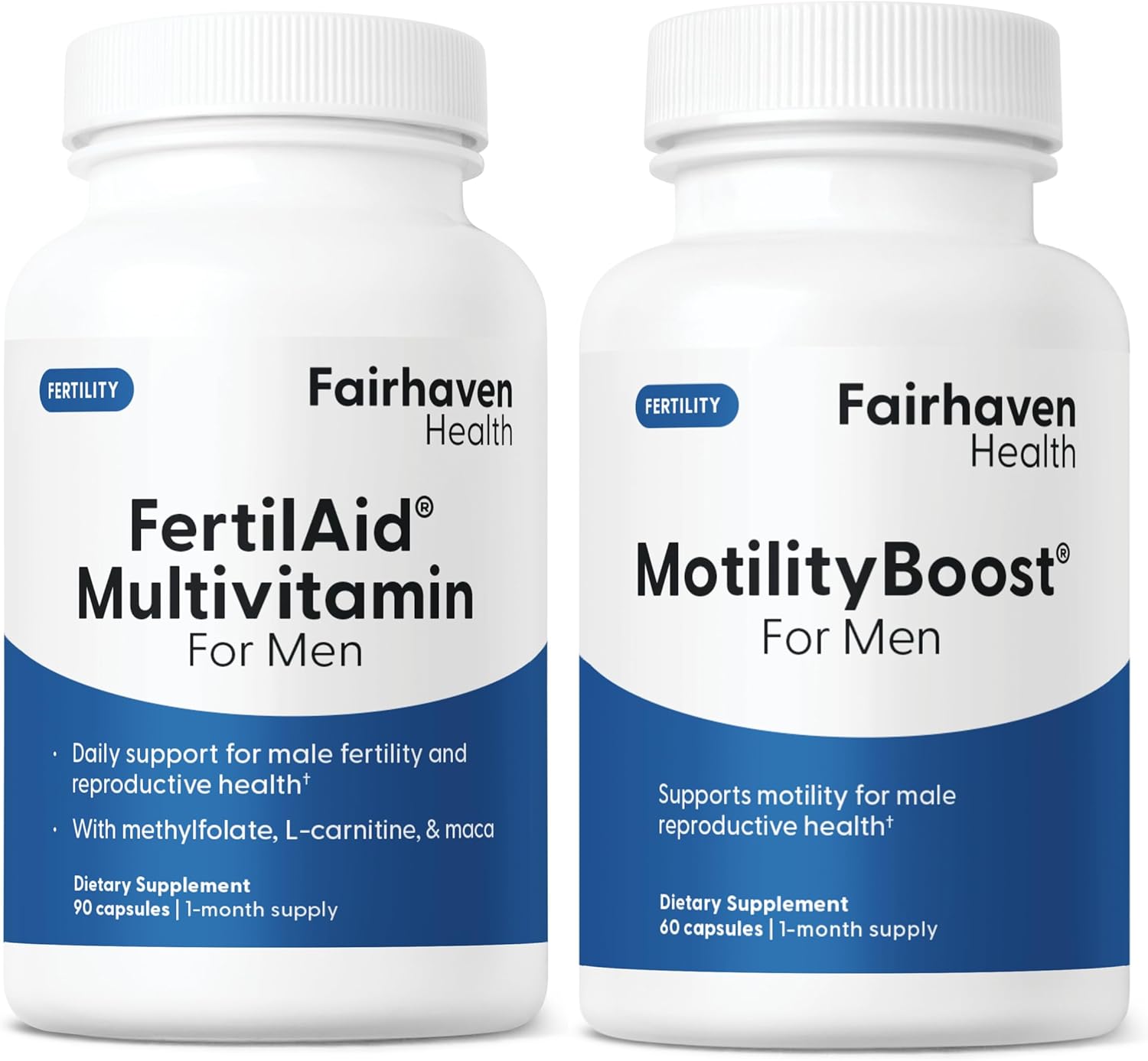 FertilAid for Men y MotilityBoost Combo - 150 Cápsulas (1 Mes)