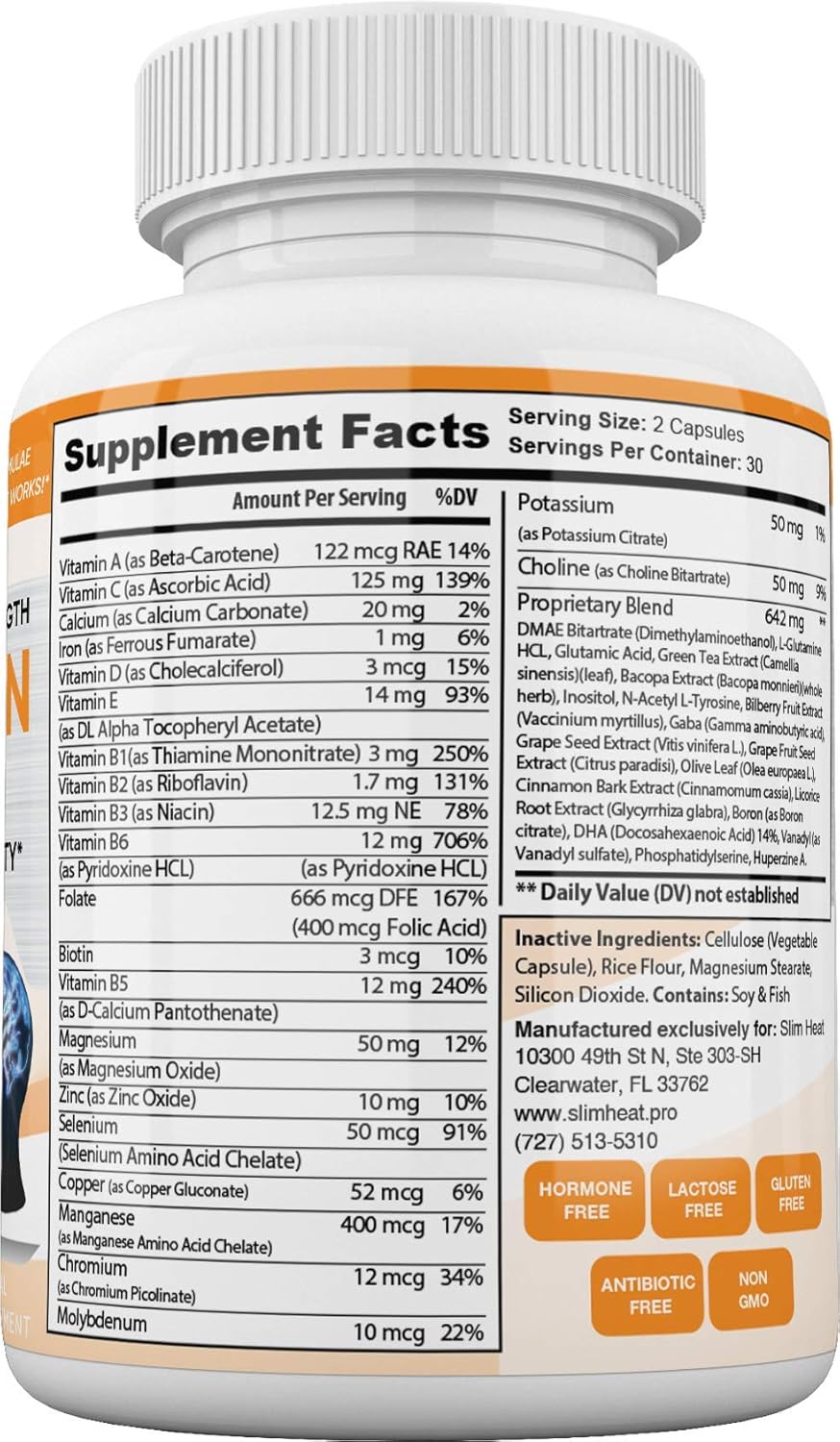 Slim Heat Keto Brain Booster - Suplemento Cognitivo Natural - 60 Cápsulas