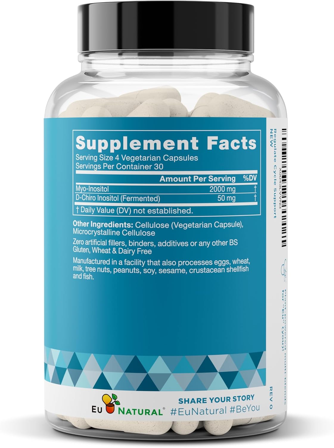 Regulate Cycle Support - Myo-Inositol 2000 mg y D-Chiro Inositol 50 mg - 40:1 - 120 Cápsulas Veganas