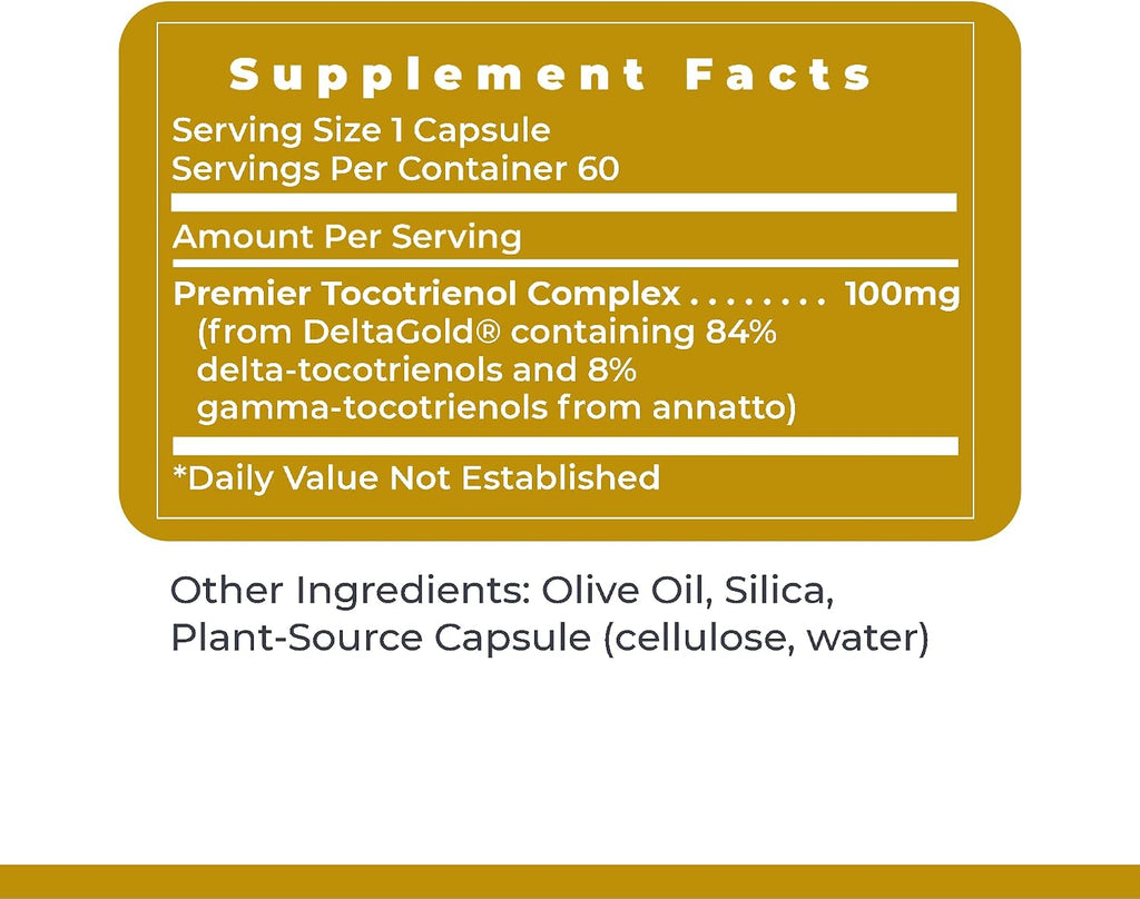 Premier Research Labs Deltanol - Tocotrienoles Vitamina E, 100 mg por Cápsula, 60 Cápsulas