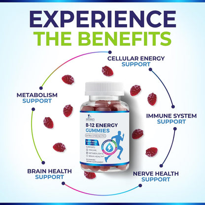 B12 Energy Gummies - 4500 mcg de Vitamina – Personas con dietas basadas en plantas (veganos y vegetarianos). – Image 5