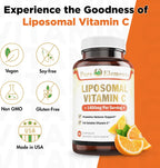 Pure Organic Elements Vitamina C Liposomal - 180 Cápsulas con 1400 mg de Ácido Ascórbico