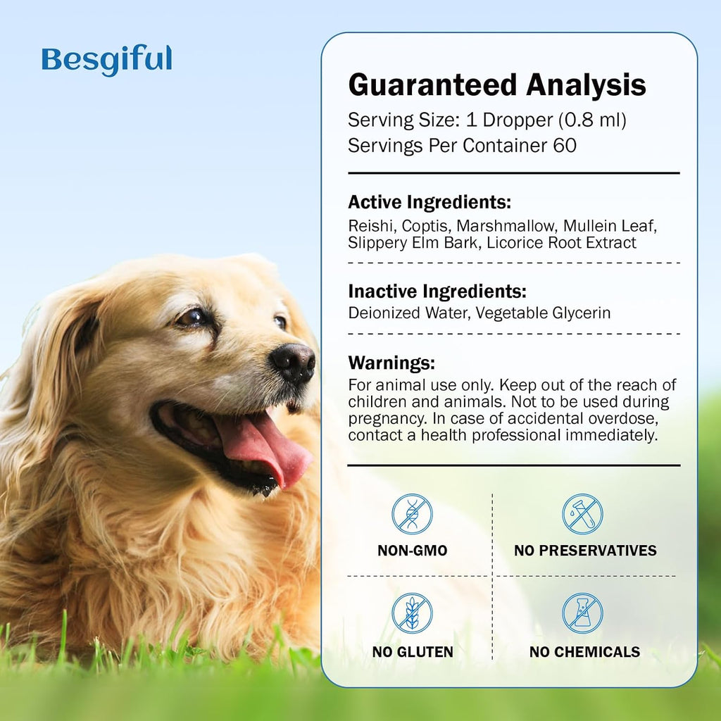 Soporte Traqueal y Respiratorio Natural para Perros - Gotas Herbales con Malvavisco y Gordolobo