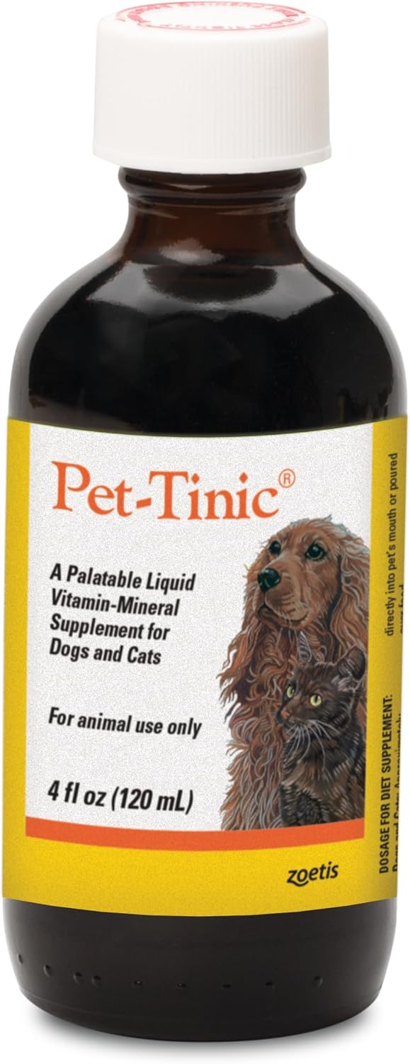 Pet-Tinic Suplemento Líquido de Vitaminas y Minerales para Perros y Gatos, Sabor a Hígado de Ternera, 118 ml